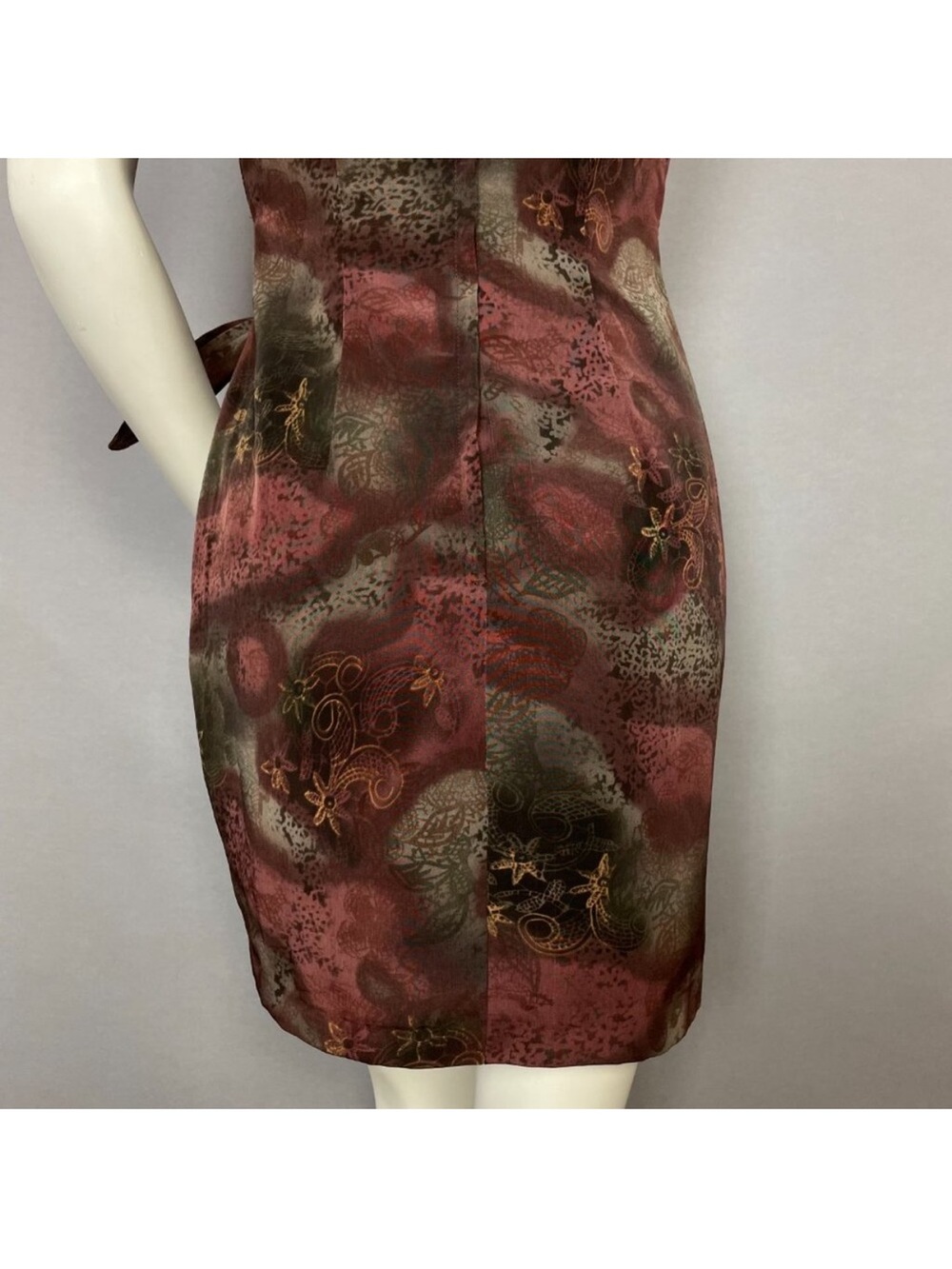 Vintage Mini Dress Faux Wrap Pattern All That Jazz Floral Paisley‎ Brown Green